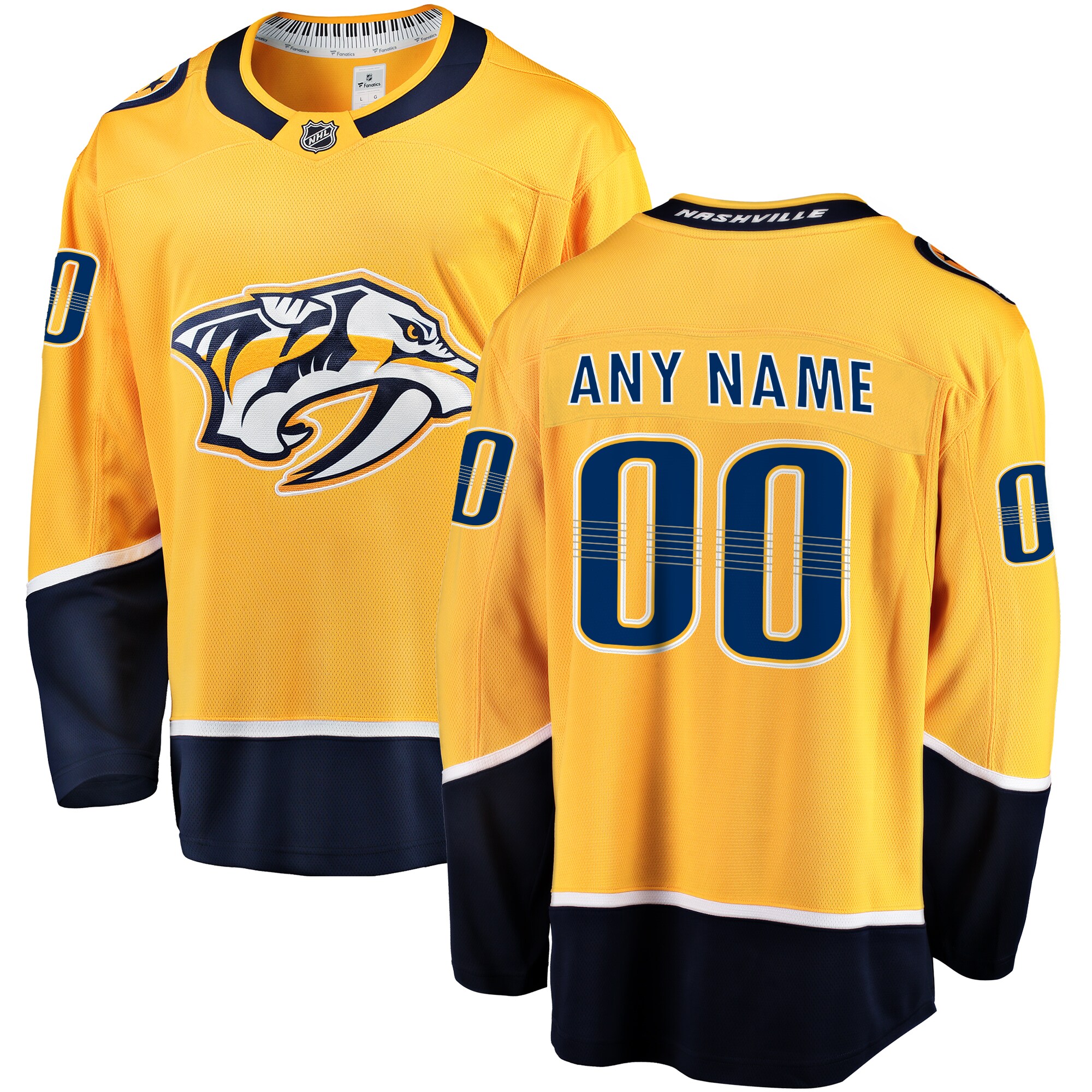 Nashville Predators Branded Home Breakaway Custom Jersey – Gold