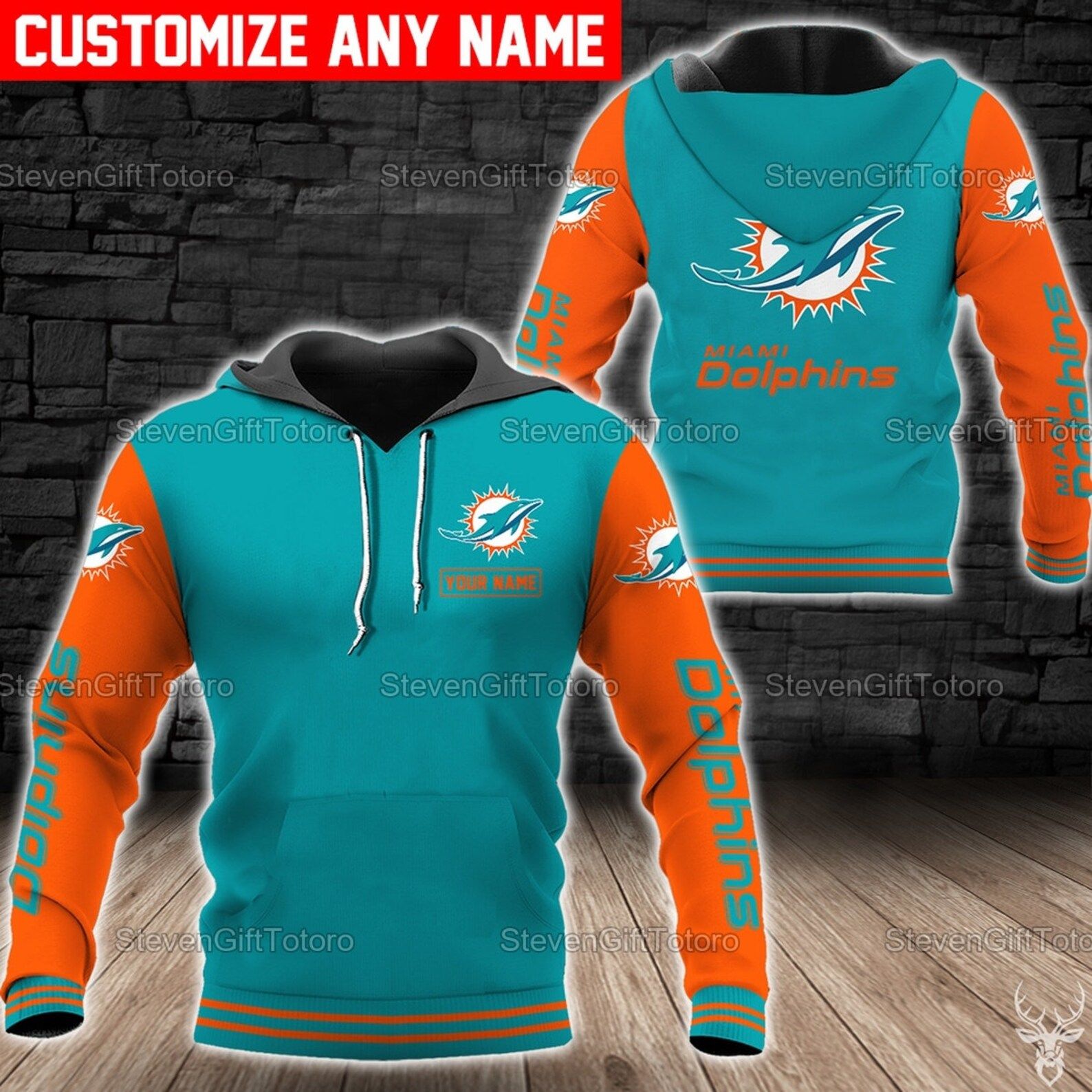 Personalized Miami Dolphins 3D Printed Pull Over Hoodie, Zip Up Hoodie