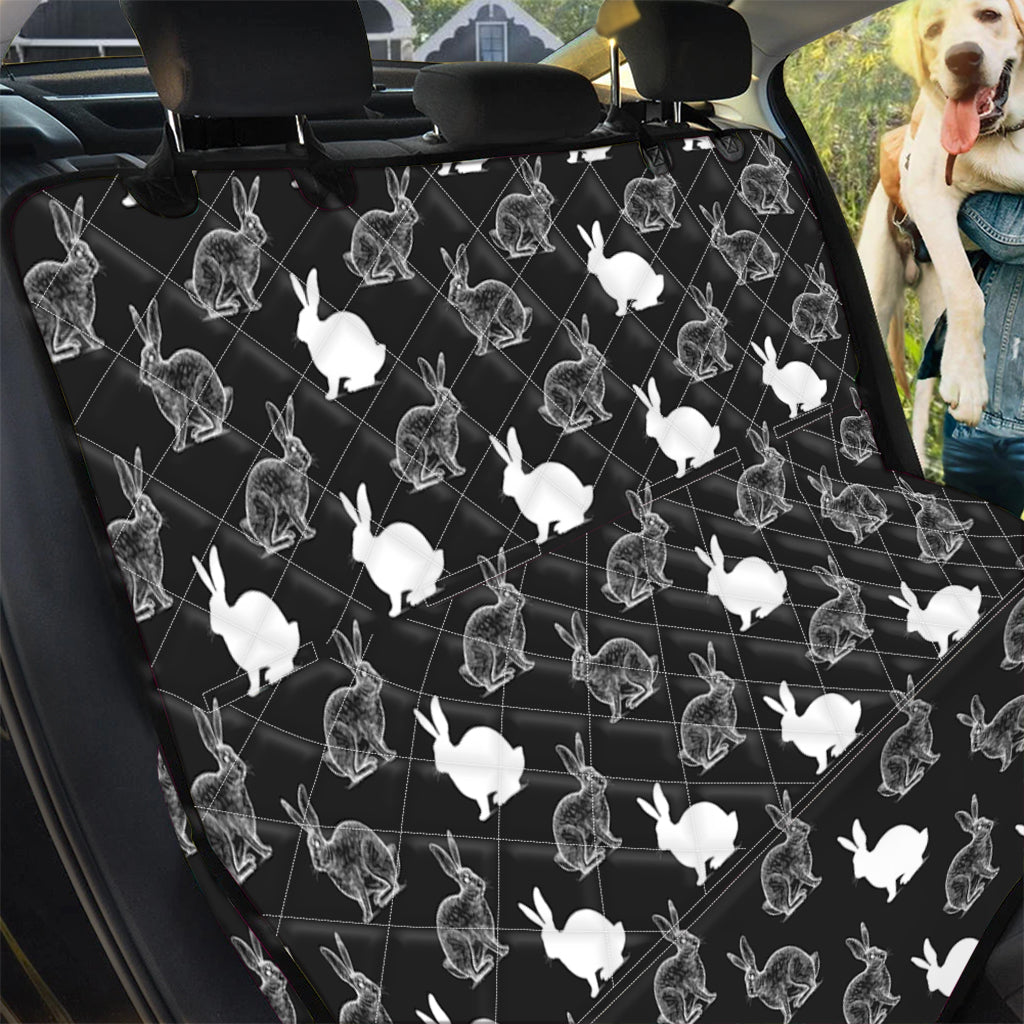 Black And White Rabbit Pattern Print Pet Car Back Seat Cover