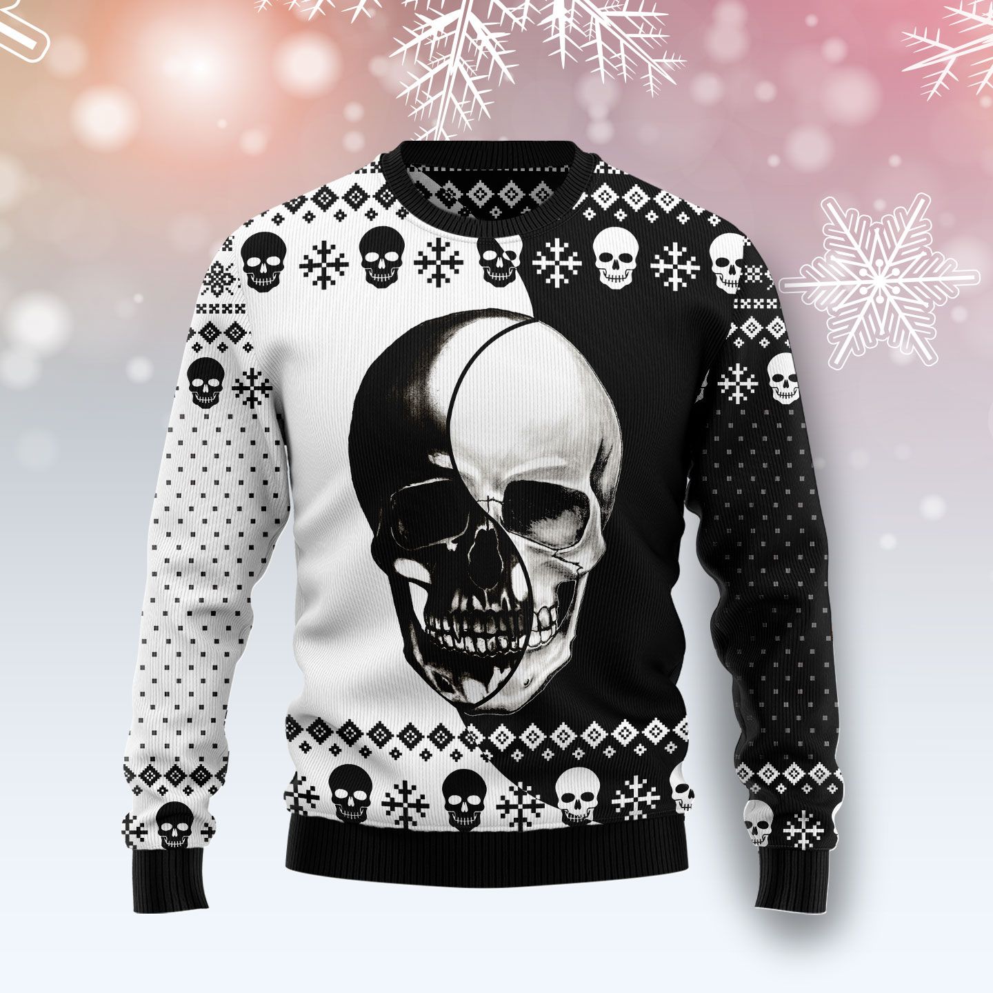 Skull Yinyang Ugly Christmas Sweater | For Men & Women | Adult | Us4297