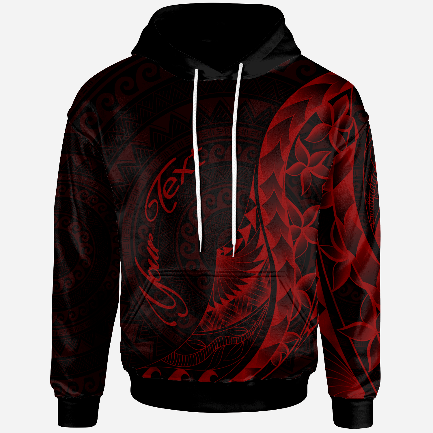 Yap Hoodie – Custom Personalised Polynesian Pattern Style Red Color – BN27