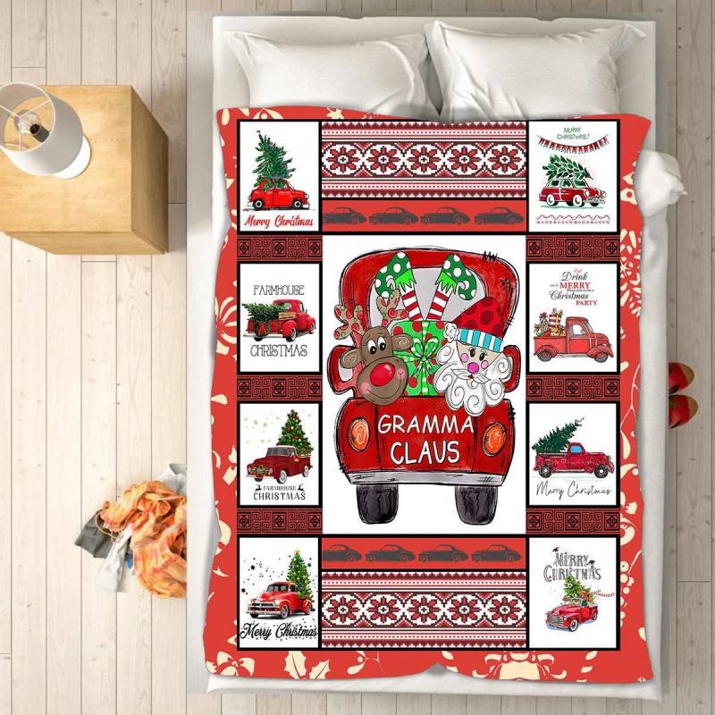 Custom Blankets – Gramma Claus Christmas Blanket – Fleece Blankets