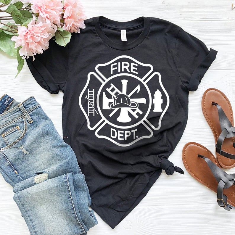 Firefighter T-Shirt, Fireman Tee, Fire Department Shirt, Gift For Fireman, Fire Dept. Logo Shirt, Fire Fighter Gift