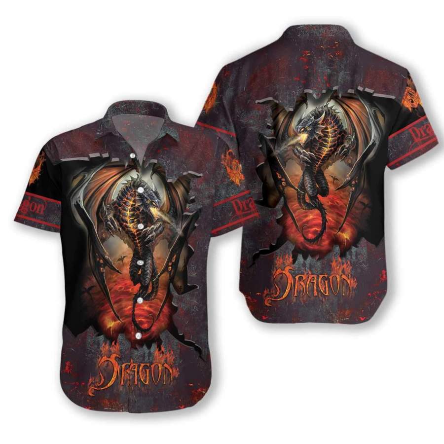 Dragon With Fire Hawaii Aloha Shirts Ha17178