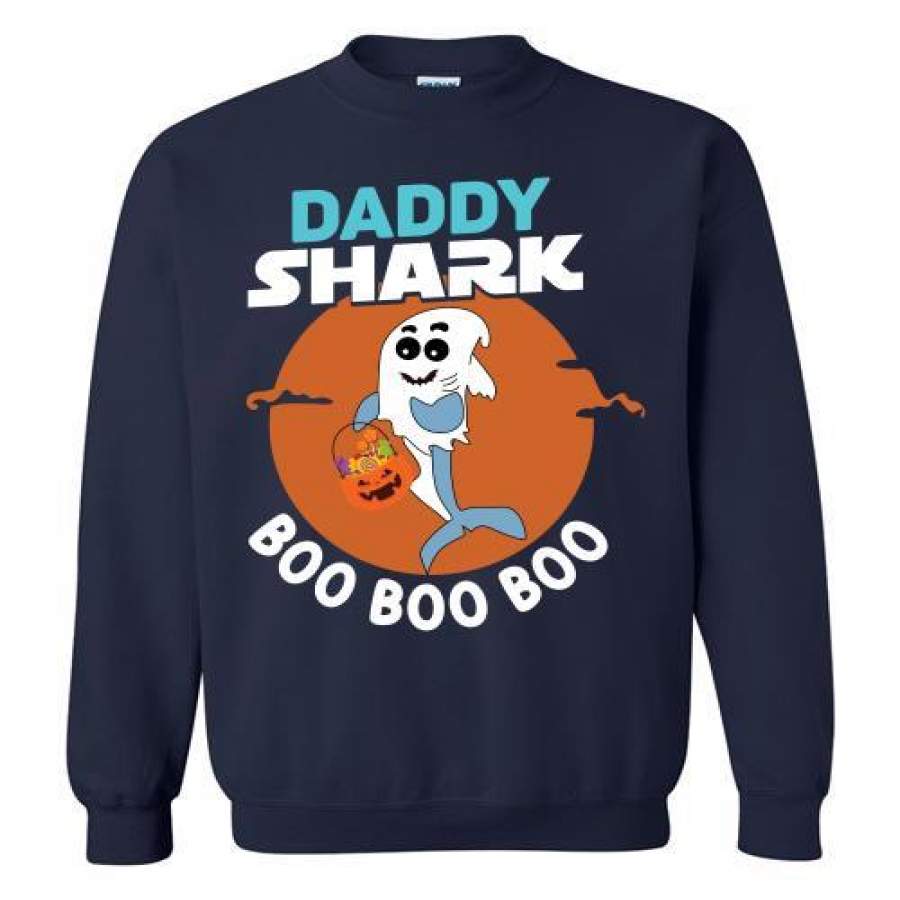 Daddy Shark Boo Boo Boo Shark Ghost Halloween Sweatshirt