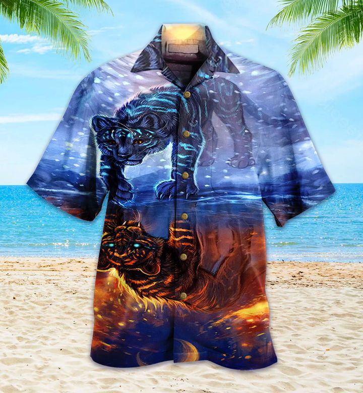 Reflection Tiger Blue Hawaii Shirt Ha54758