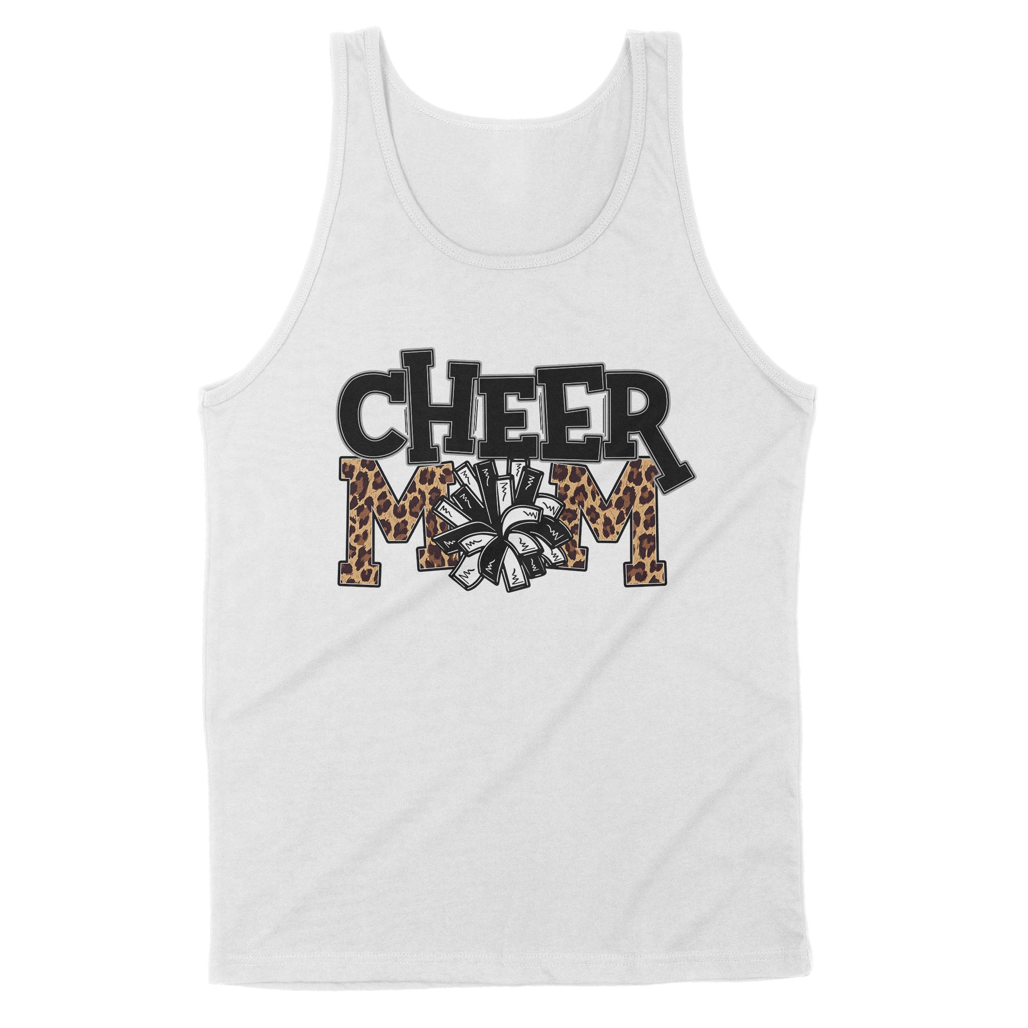 Dng Fashion ‘S Cheer Mom Shirts Leopard With Black And White Pom Poms – Standard Tank