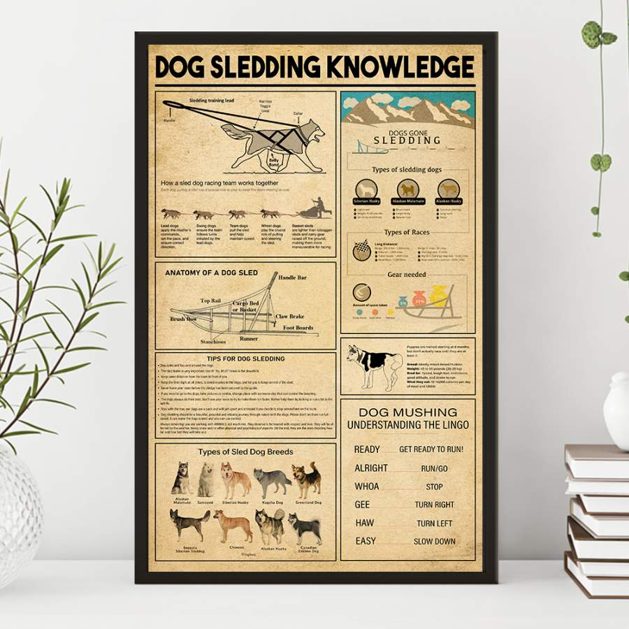 Wozoro Unframed Poster Wall Art Dog Sledding Knowledge Size 11×17, 16×24, 24×36 inch