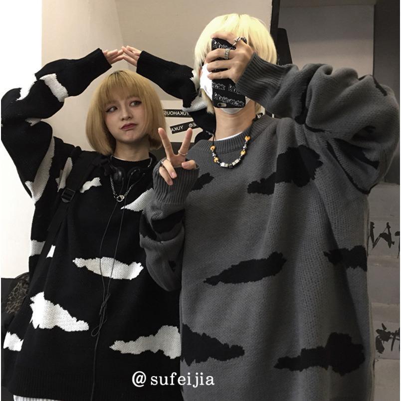 Streetwear BF Sweater Coat Women’s Clothing Japanese Vintage Pull Femme Knit Jumper Y2k Tops Fashion Casual Oversized Pullovers alx