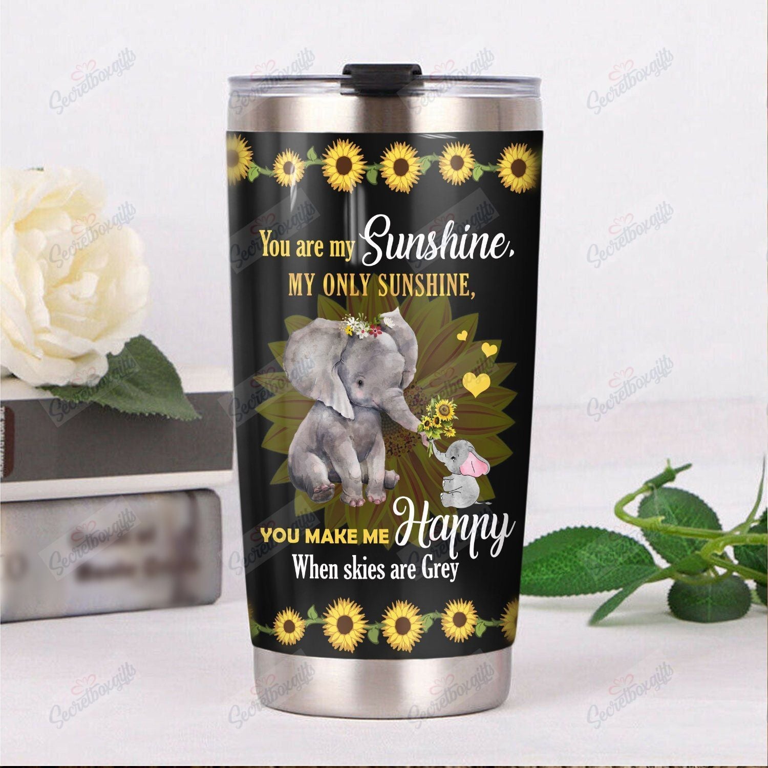 Personalized Elephant Mom Th1610724Cl Stainless Steel Tumbler Customize Name, Text, Number