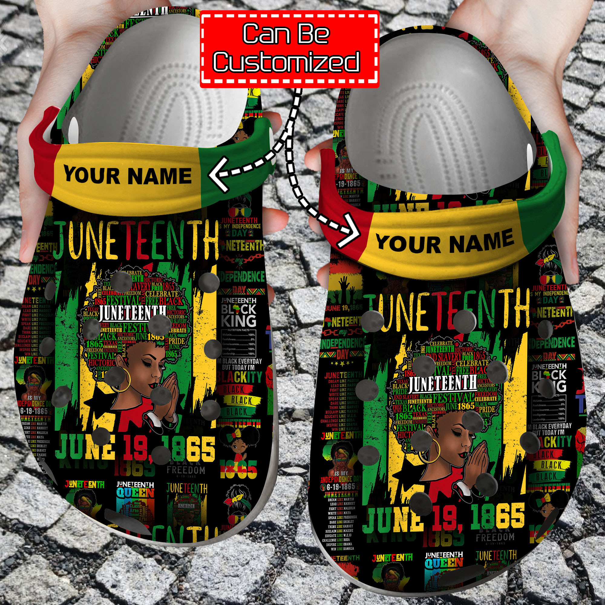 Custom Crocs – Personalized Juneteenth Black Americans Independence 1865 Clog Shoes