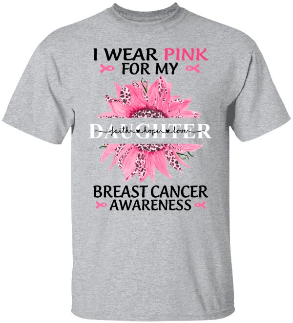 I Wear Pink For My Beloved Personalized Shirt Breast Cancer Awareness Sh-00913-Ctha