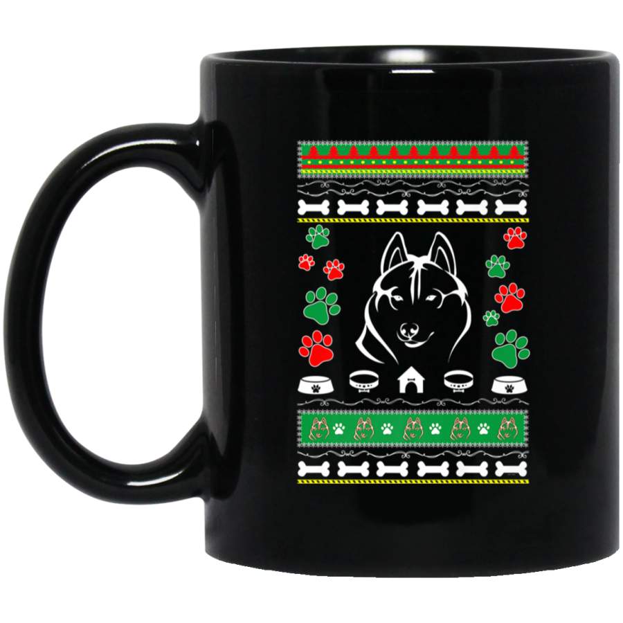 Siberian Husky lovers ugly christmas gift   11 oz 15 oz Mug Black