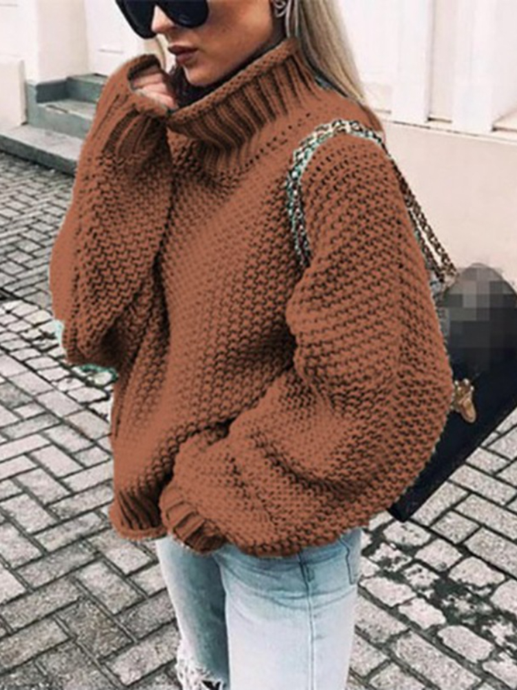 Sweater Women Autumn/Winter Turtleneck Doll Sleeve Loose Knit Sweater Fashion Women’s Top Sweaters High Quality Thermal alx