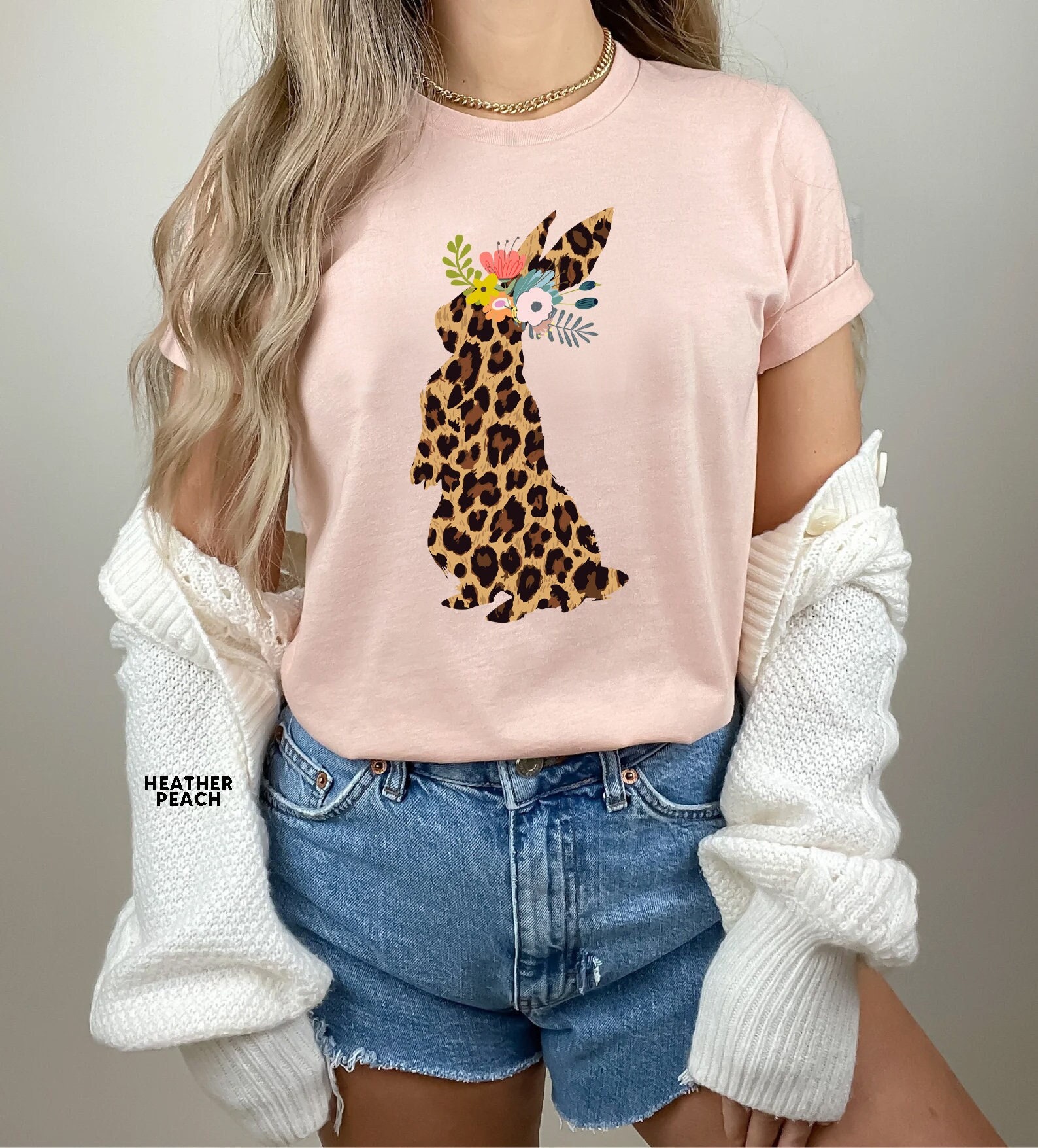 Leopard Bunnies Shirt, Leopard Bunny Shirt, Cute Easter Bunny T-Shirt, Happy Easter, Shirt with Bunnies, Easter Shirts