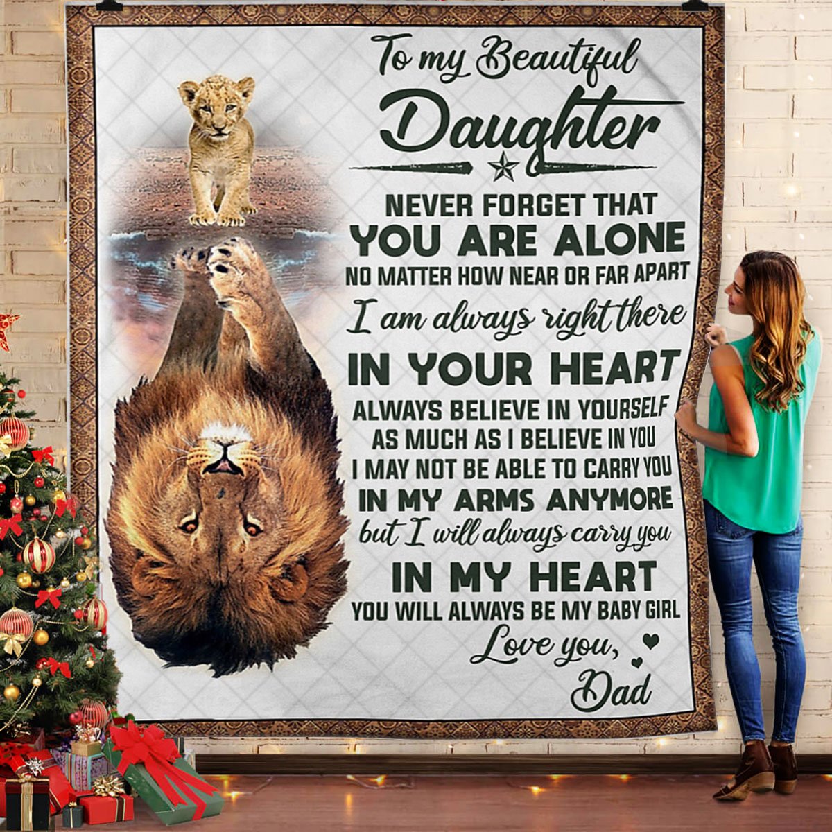 To My Beautiful Daughter – Never Forget That You Are Alone Lion Blanket Quilt