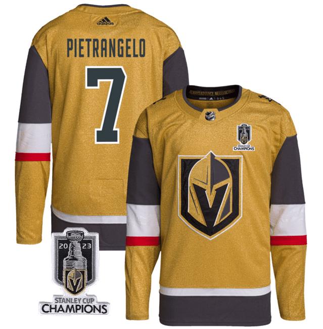 Alex Pietrangelo 7 Vegas Golden Knights 2023 Stanley Cup Champions Patch Breakaway Home Jersey – Gold