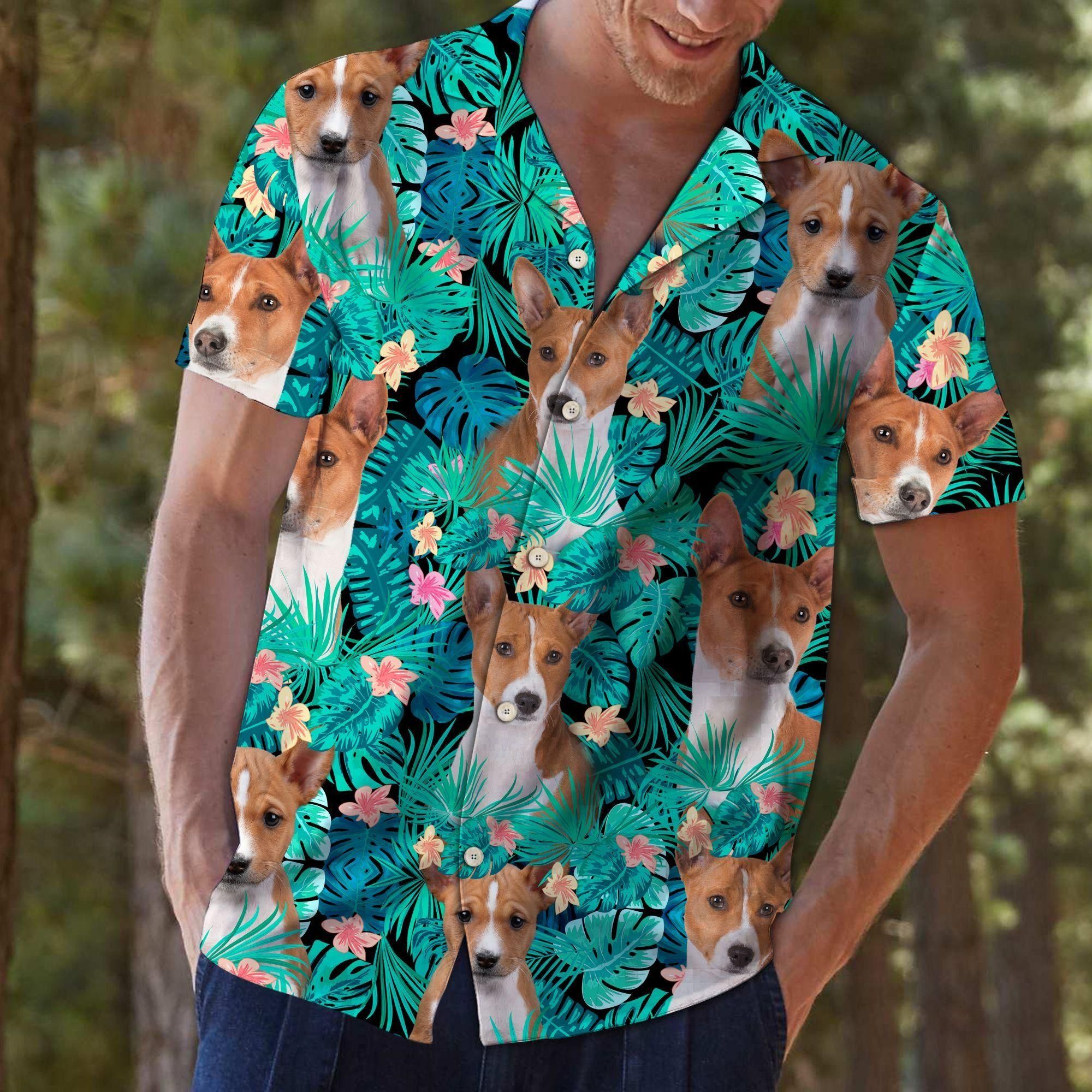 Basenji Tropical Aloha Hawaiian Shirt Colorful Short Sleeve Summer Beach Casual Shirt For Men And Women