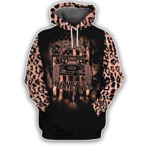 Black Jeep Momster Halloween Leopard Black 3D All-Over Print Unisex Hoodie