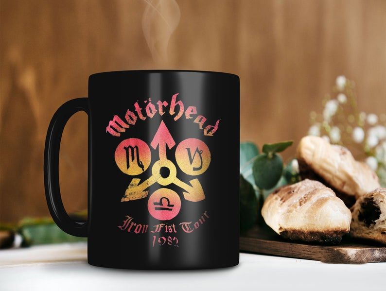 Black Mug Retro Vintage Mug Motorhead Mug Iron First Tour Mug Fraser Kilmister Lemmy Mug Premium Sublime Ceramic Coffee Mug H99