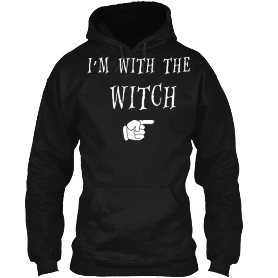 Men’s Halloween Couples Costume I’m With The Witch Pullover Hoodie 8 oz