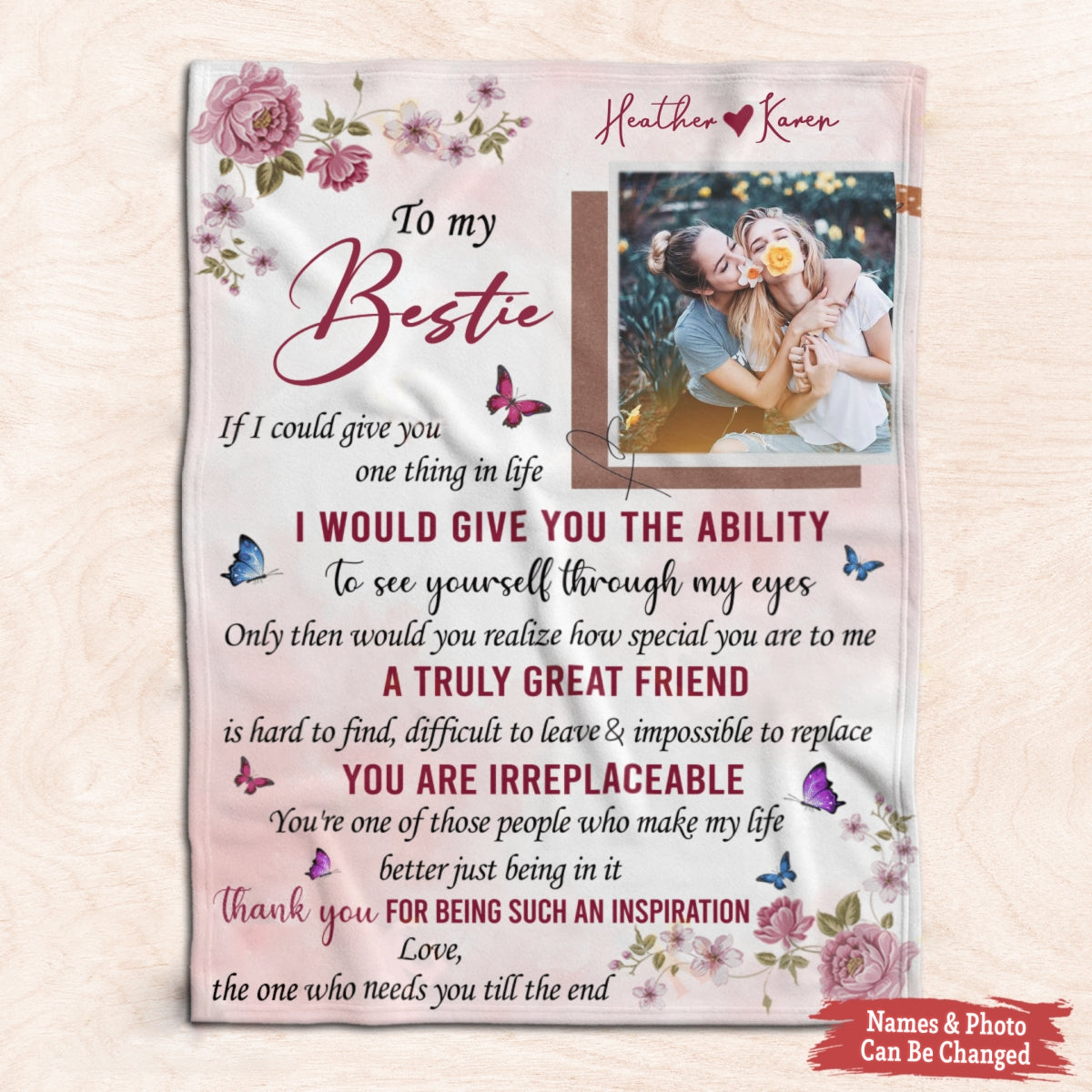 personalized-blanket-for-bestie-design-flowers-and-butterfly-a-truly