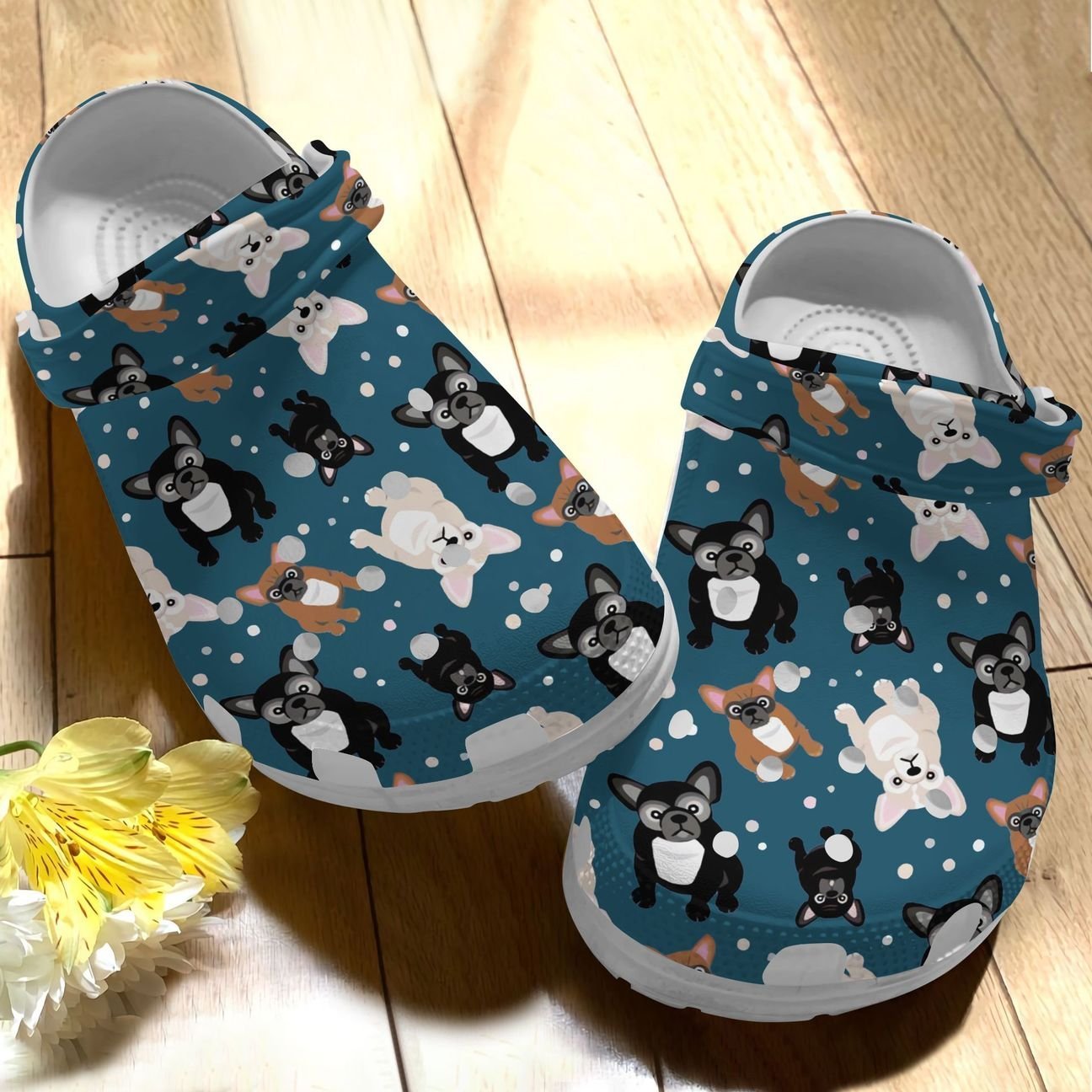 Dog Personalize Clog, Custom Name, Text, Fashion Style For Women, Men, Kid, Print 3D Whitesole Love Frienchies