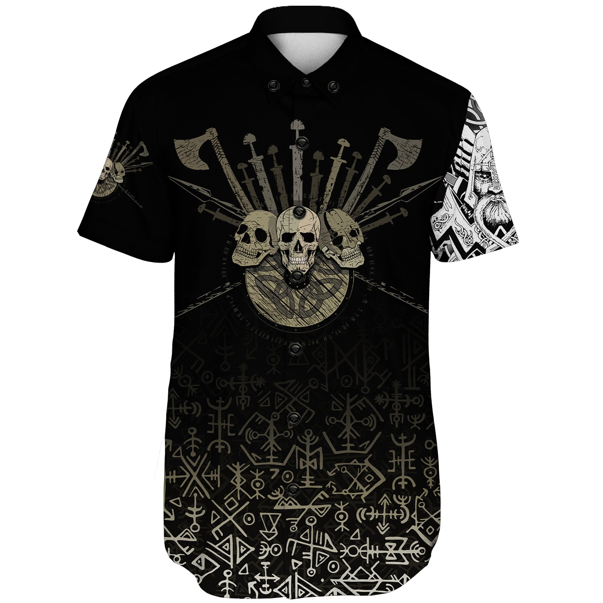 (Custom) Viking Short Sleeve Shirt Three Skull Of Viking A27