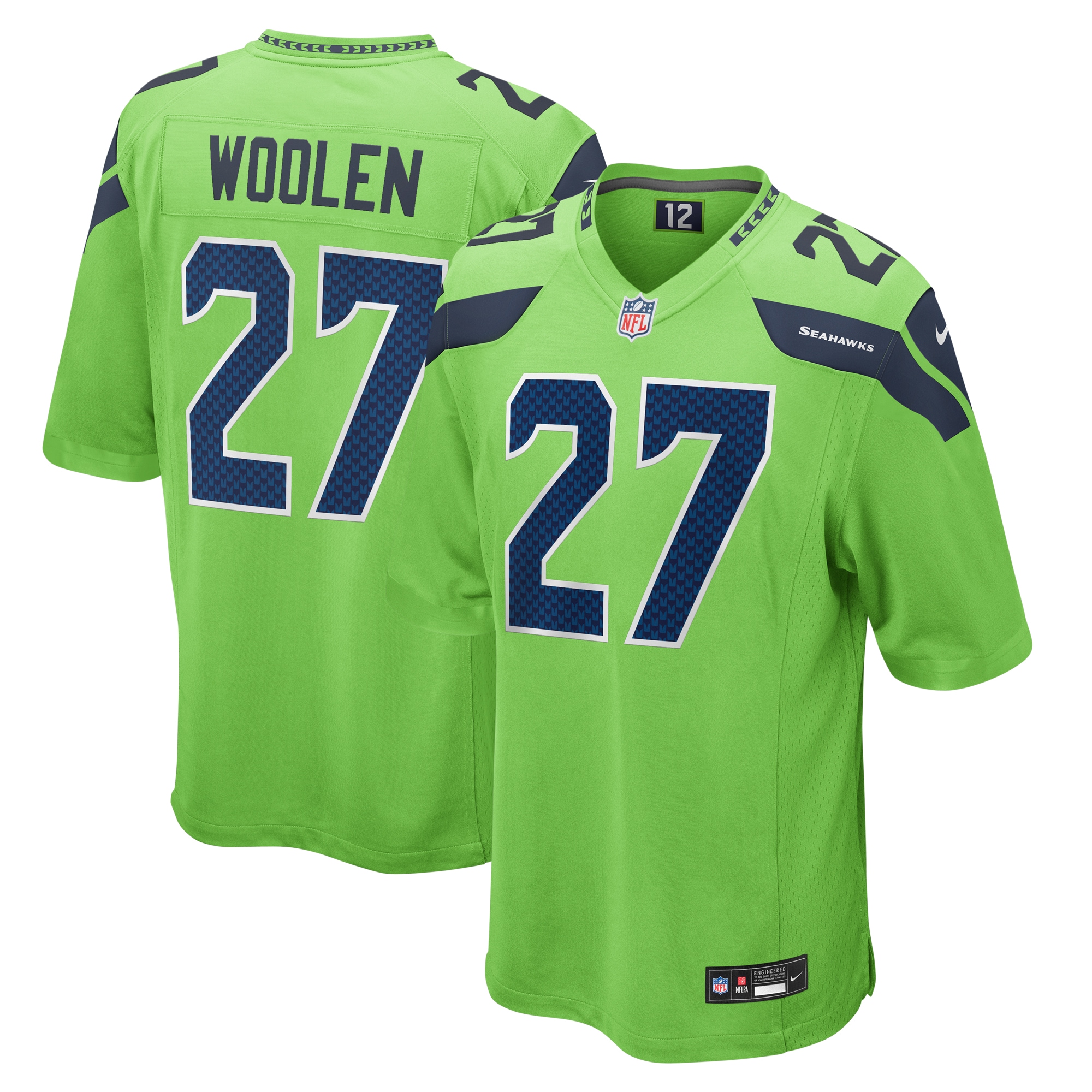 Men’s Seattle Seahawks Tariq Woolen Neon Green  Game Jersey