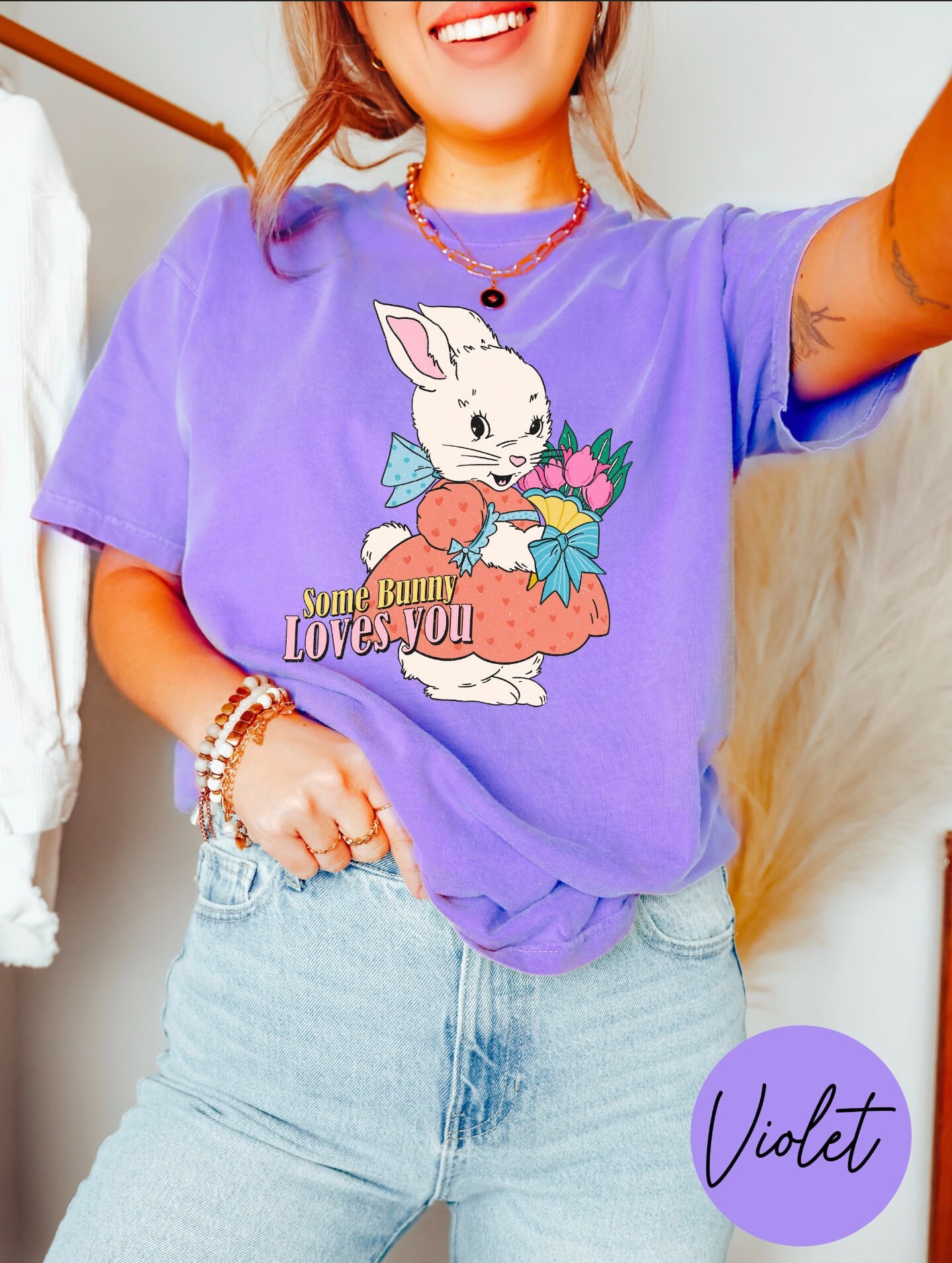 Boho Easter Rabbit Tee, Easter bunny Womens Graphic Shirt, Easter Rabbit Shirt, cute Easter Top, Trendy Easter Outfit for Adult