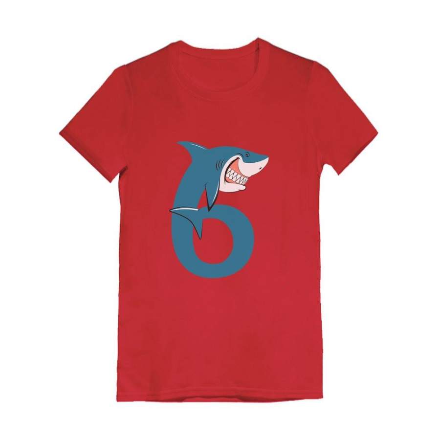 6th Birthday Shark Six Years Old Toddler Kids Girls’ Fitted T-Shirt