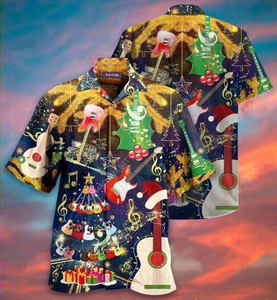 Hawaiian Aloha Shirts Guitar Christmas Tree Hawaiian Shirt For Men, Hawaiian Shirt For Women, Aloha Shirt, Hawaii Shirt