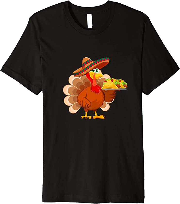 Turkey Eat Tacos Funny Mexican Sombrero Thanksgiving Xmas Premium T-Shirt