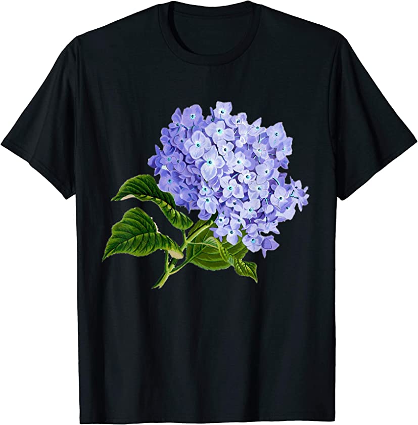 Vintage Purple Hydrangea Flowers Retro Gardener Art T-Shirt