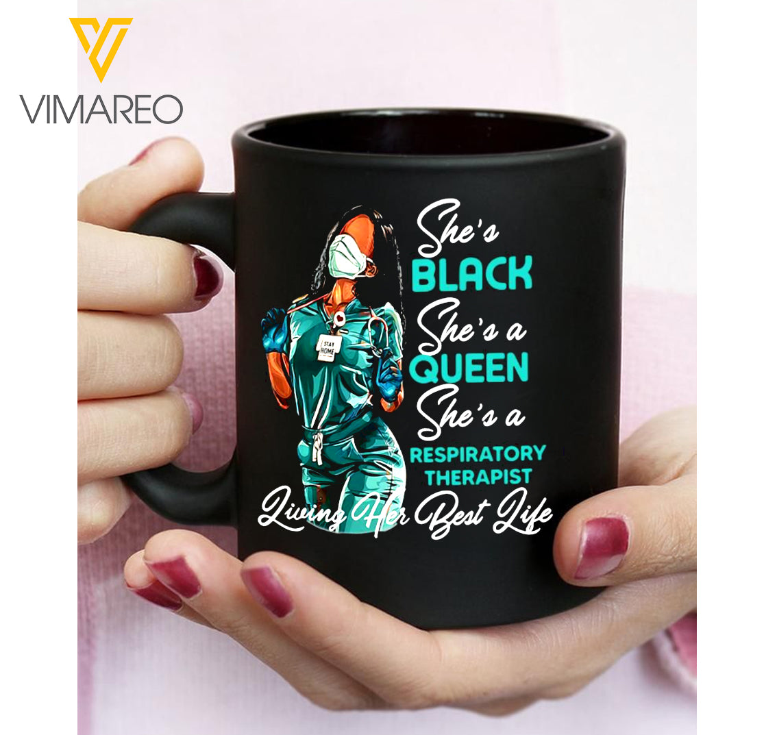 Respiratory Therapist Nurse Black Queen Mug Nxbge