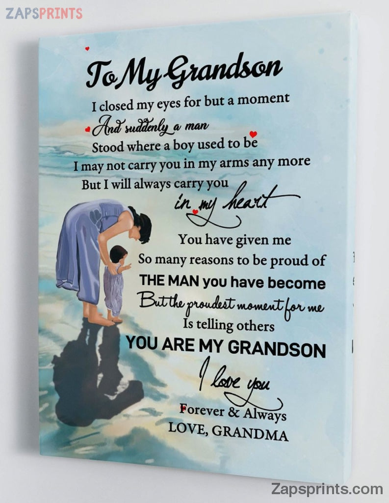 Grandchildren Canvas  – To My Grandson – From Grandma – Framed Canvas Gift Gms048 – Drandkids Canvas Artblankets.