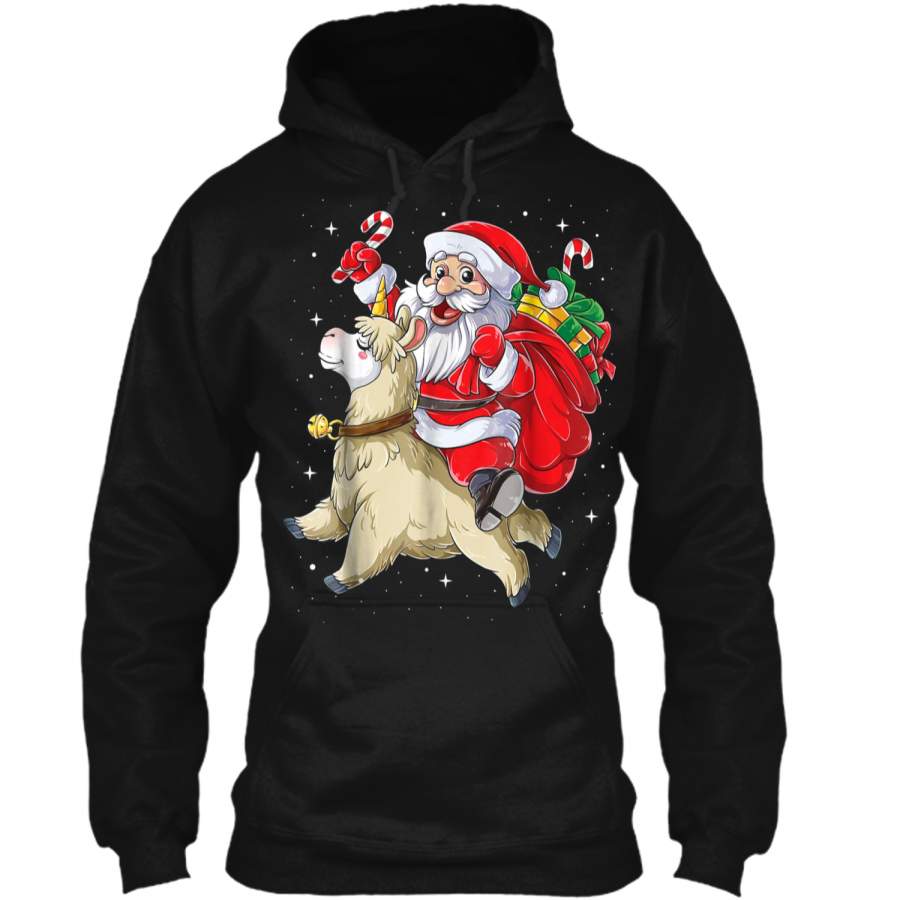 Christmas  For Girls Santa Llamacorn Llama Xmas Women Pullover Hoodie   Christmas Gift Ideas