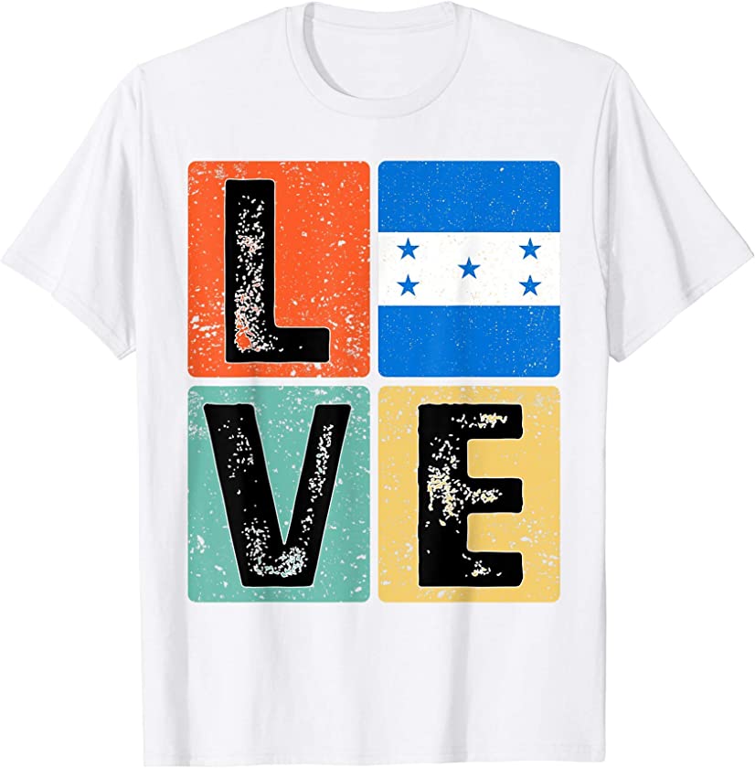 Vintage Retro I Love Honduras Flag for Honduran Pride Gift T-Shirt