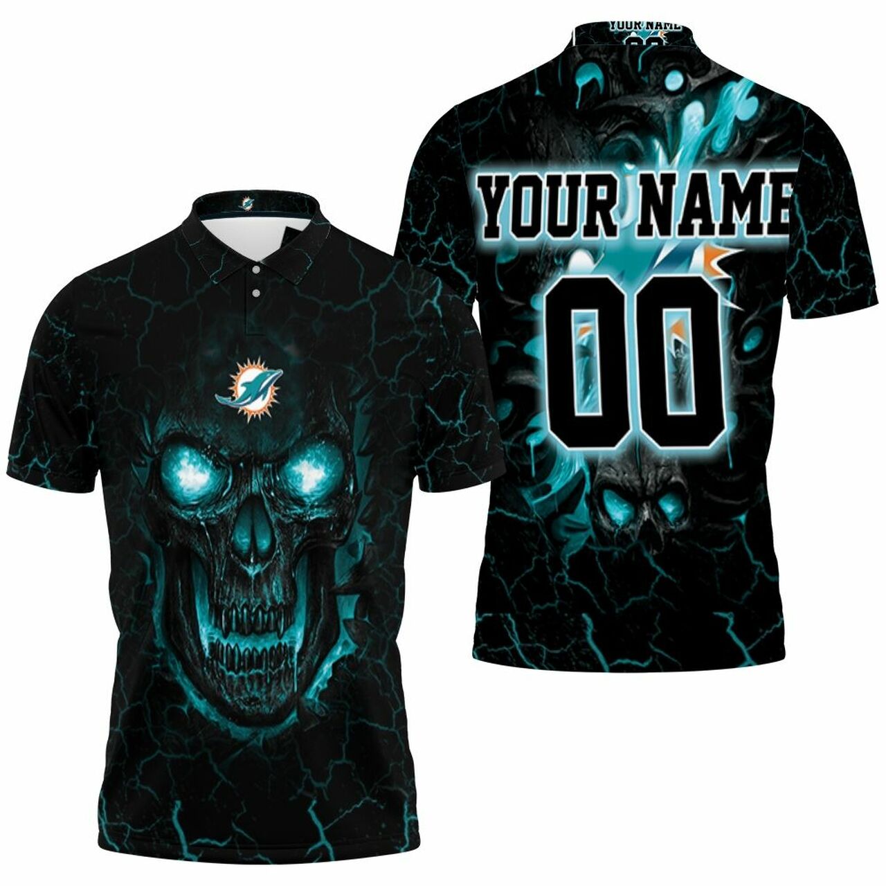 Lava Skull Dolphins 3D Personalized Polo Shirt Model A31892