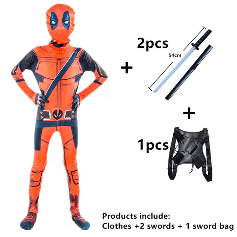 Boy Deadpool Costume Kids Cosplay Superhero Costumes Mask Suit Jumpsuit Gloves Halloween Party CostumeCarnival Show Carnival alx