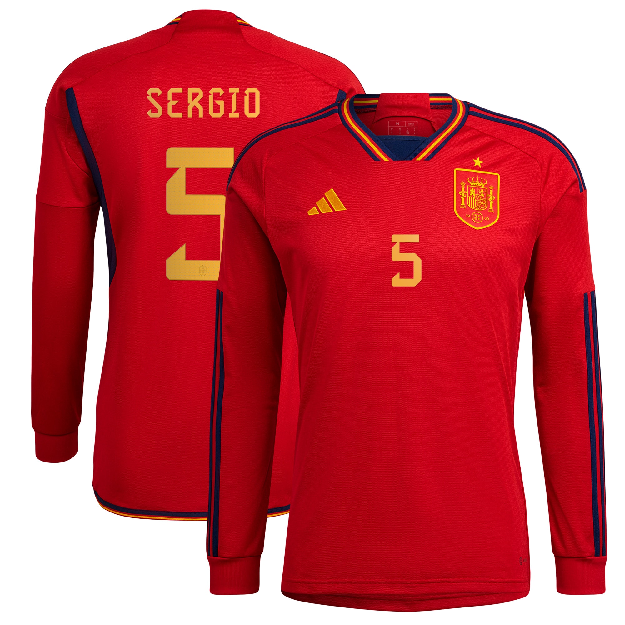 Sergio Busquets Spain National Team 2022/23 Home Replica Long Sleeve Player Jersey – Red