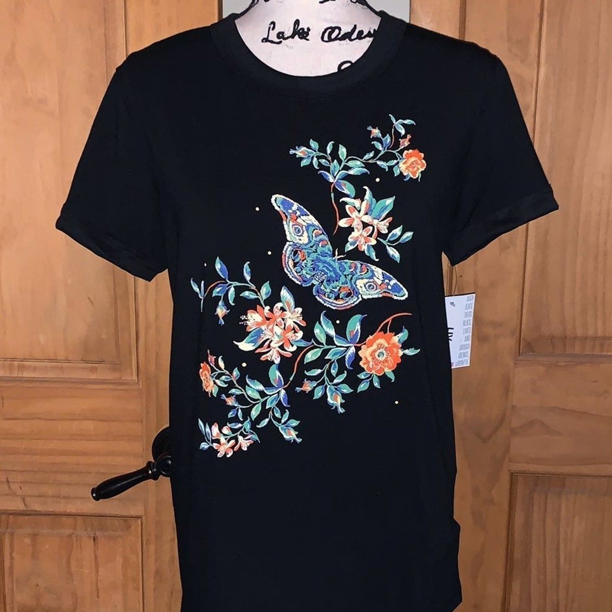 Nwt Llr Butterfly Floral Black Liv Shirt