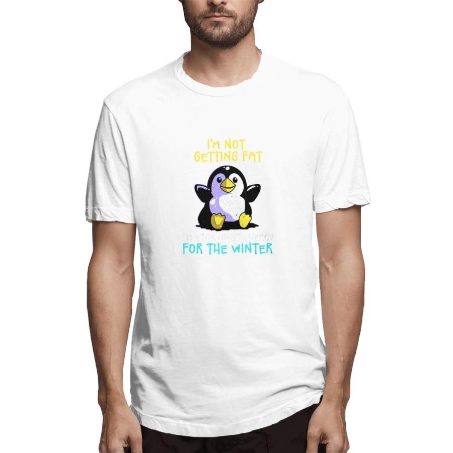 Fashion Summer Men’s Cotton T-shirt Stronging Up Energy Penguin Graphic T-shirt Printed Plus-size Men’s Short Sleeve T-shirt Summer Tops