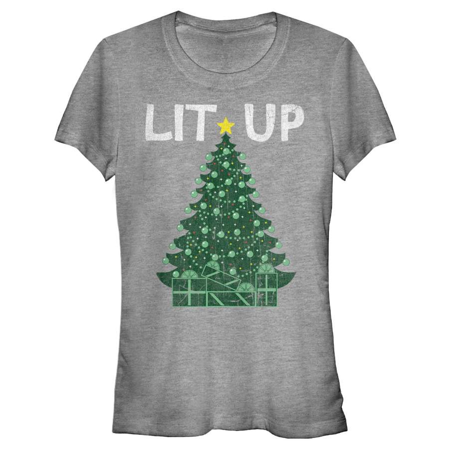 LOST GODS Junior’s Christmas Lit Up Tree T-Shirt