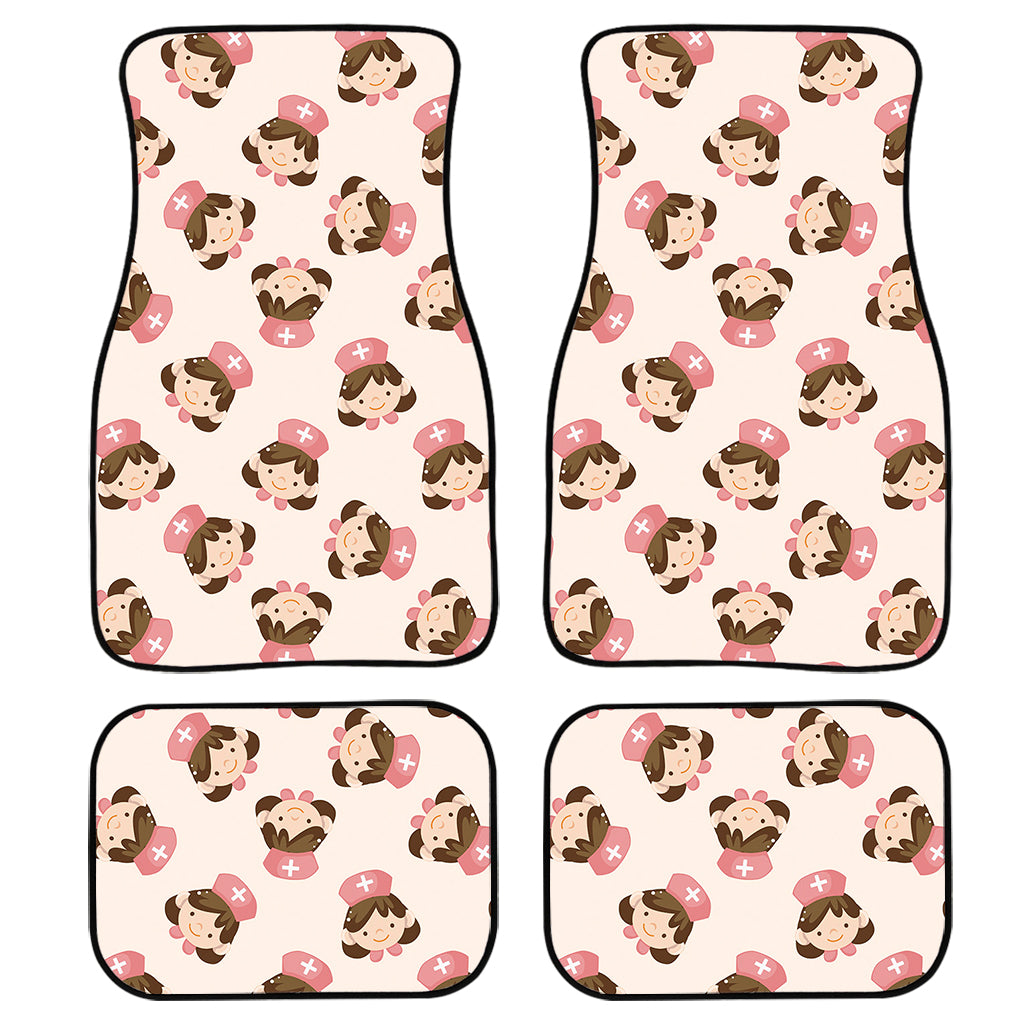 Cute Cartoon Nurse Pattern Print Front And Back Car Floor Mats, Front Car Mat