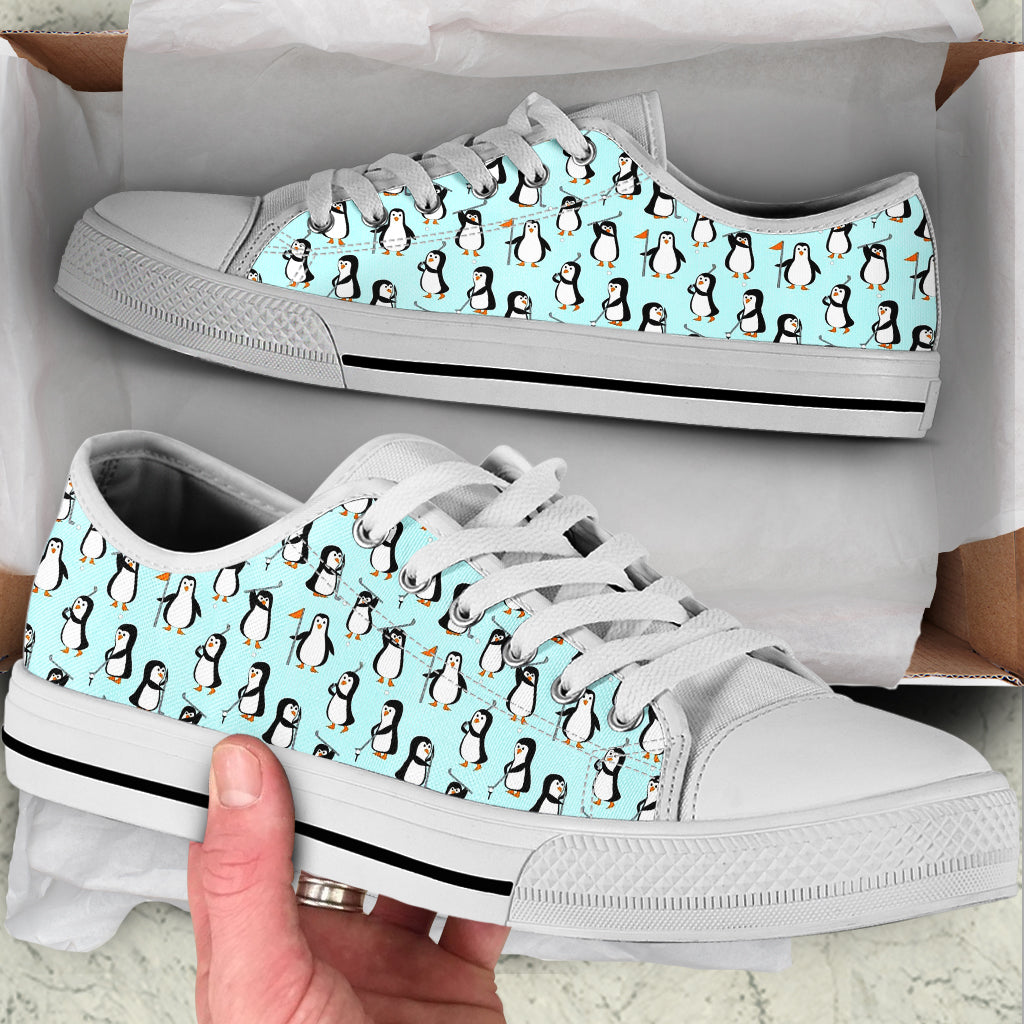 Golf Penguin Pattern Low Top Shoes – Canvas Shoes For Men And Women – Gifts For Young Adults