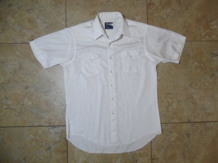 Vtg Wrangler Pearl Snap Cowboy Western Usa Made 16 5 Shirt