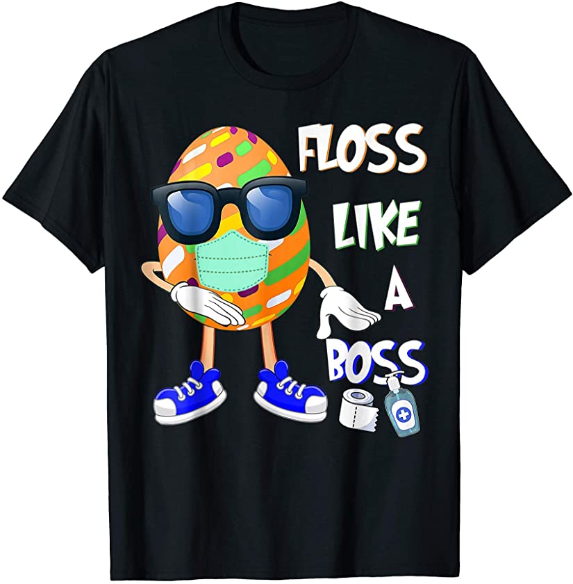 Bunny Tshirt Boss Easter Day Cute Egg in Mask and Glasses T-Shirt