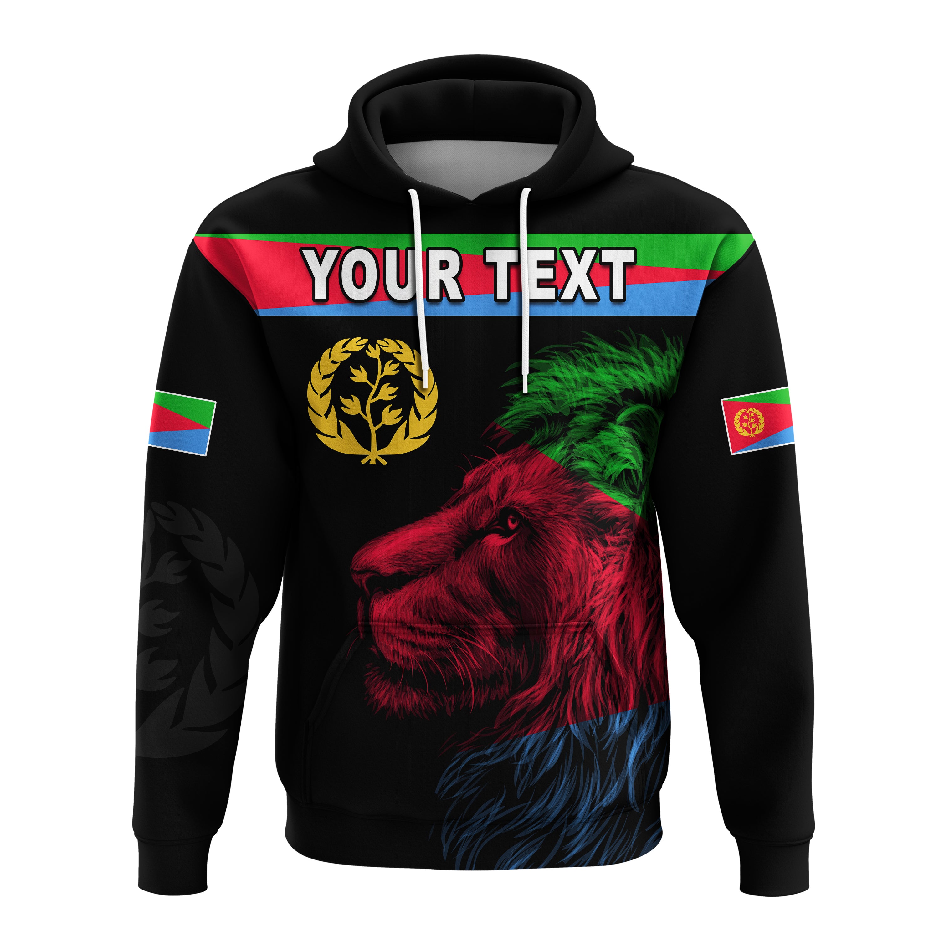 (Custom Personalised) Asmara Eritrean Hoodie Eritrea Lion Proud Olive Symbol Lt13