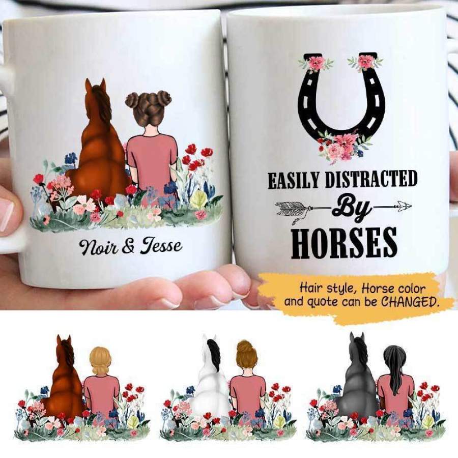 Easily Distracted By Horses Personalized Mug